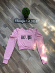 Boujie Puff Arm Fleece Sweater Pink