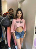 The Boujie Crew Neck Crop Top Pink